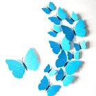 Настенные Стикеры, 12 шт., настенные декоративные наклейки для дома, 3D бабочки, радужные ПВХ обои для гостиной #85498