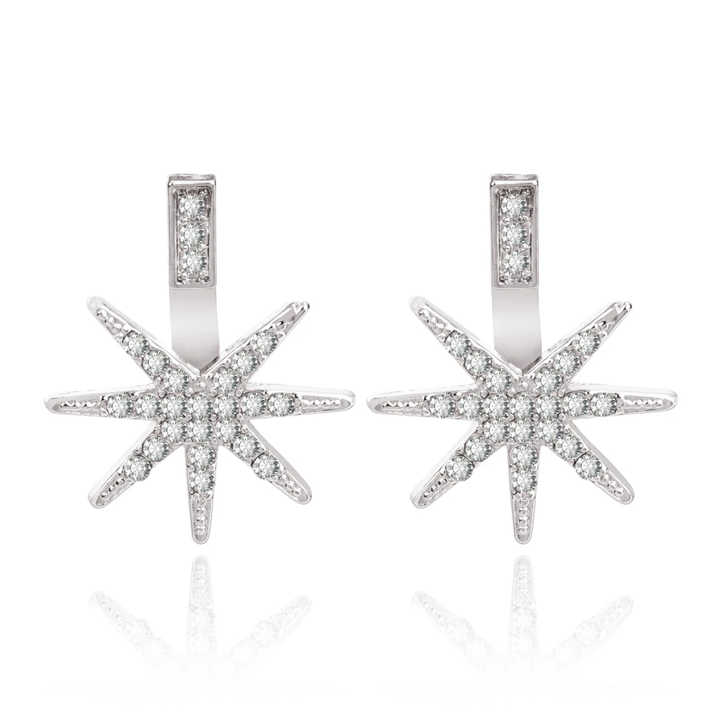 Fashion Trendy Gold Color Star Stud Earrings Double Sided for Women Wedding Party Jewelry Friendship Gift Wholesale | Украшения и