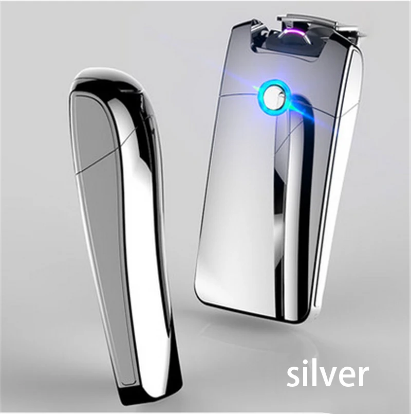 Плазменная зажигалка металлическая USB перезаряжаемая беспламенная с датчиком