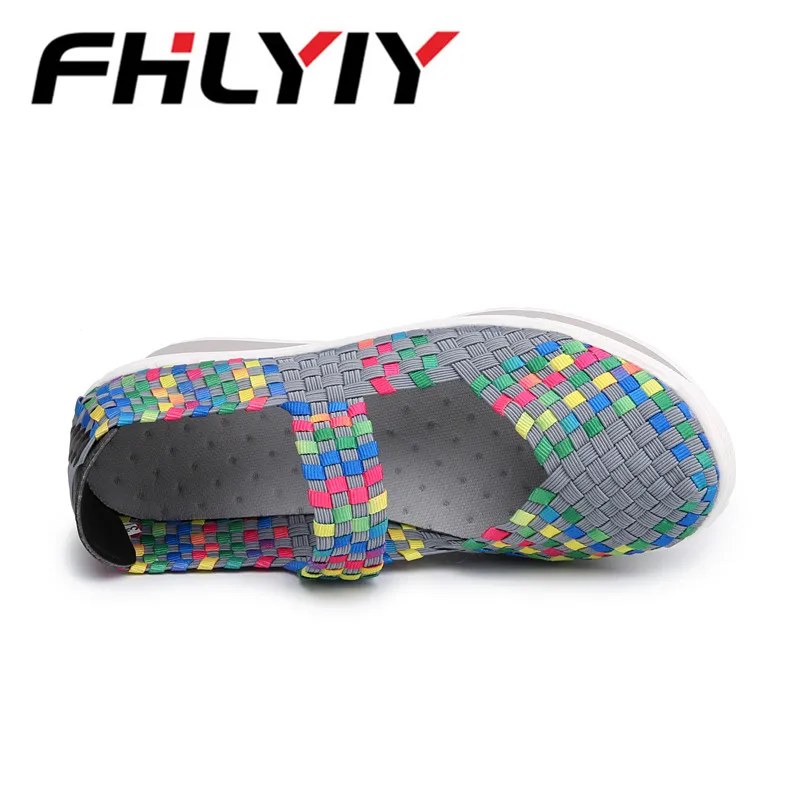 Летняя женская повседневная обувь слипоны ручной тканый Для женщин на платформе
