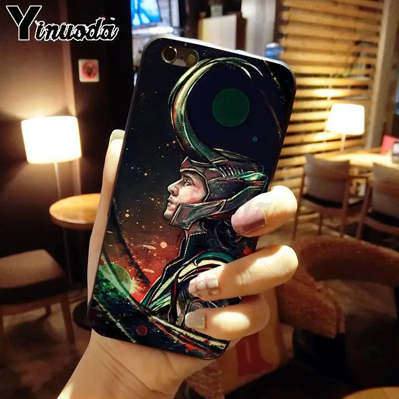Умный чехол Yinuoda Loki Thor черный мягкий для iPhone 5 5Sx 6 7 7plus 8 8Plus X XS MAX XR