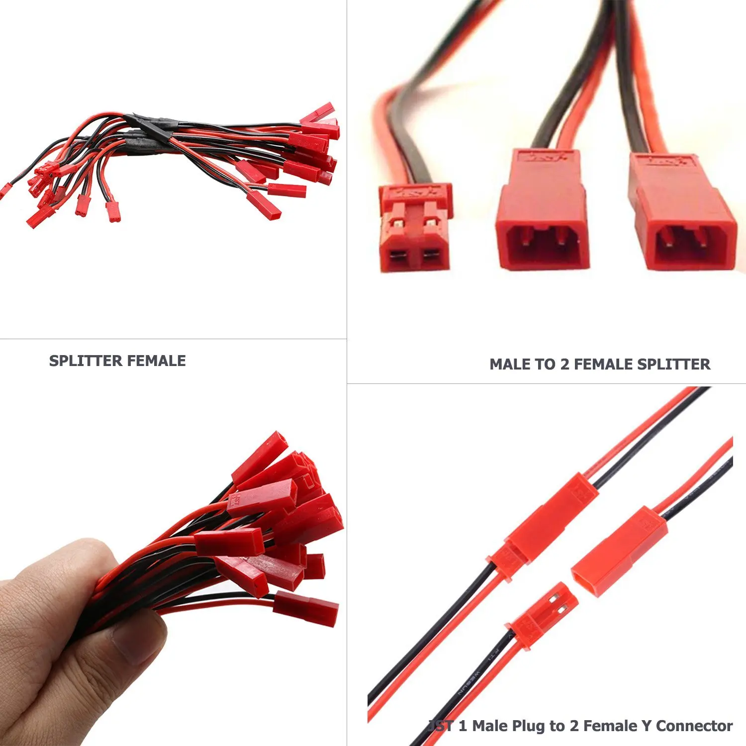 Сплиттер EBOYU(TM) разветвитель JST с разъемом типа Папа 2 10 шт. 18 см|jst plug|jst cablejst connector plug