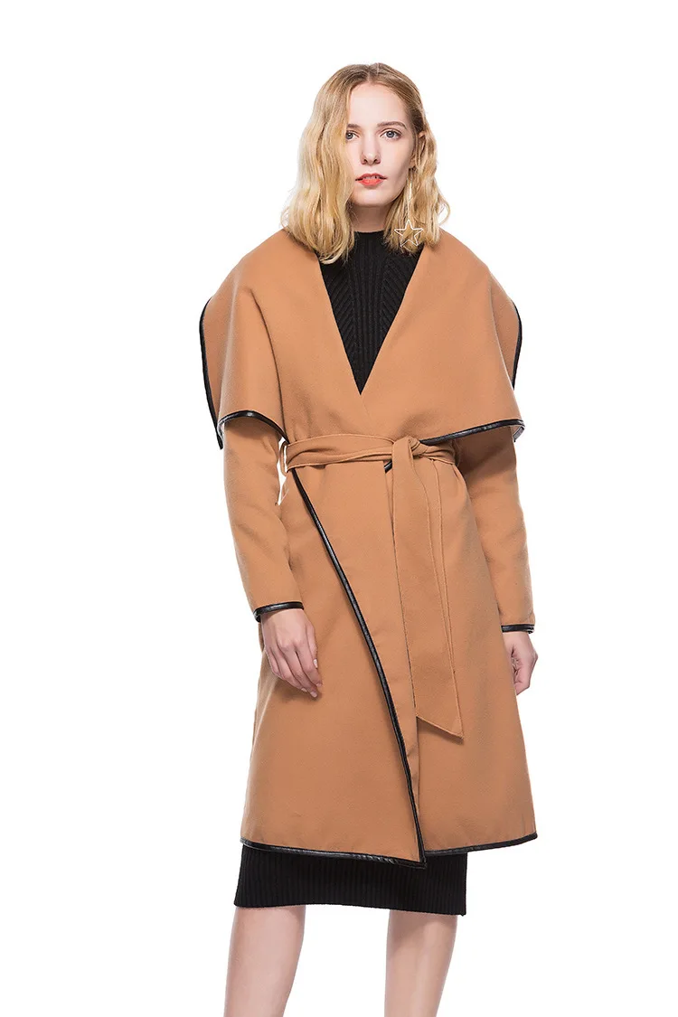 

Женский Длинный плащ из лайкры, с отложным воротником, свободного покроя