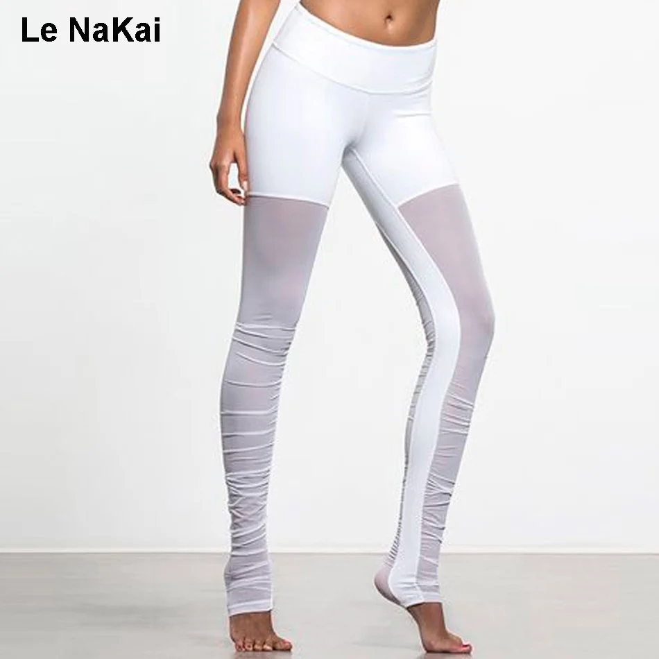 Новинка 2017 года сетка Богиня Йога Леггинсы в белом Essentials Seamless сетки штаны для