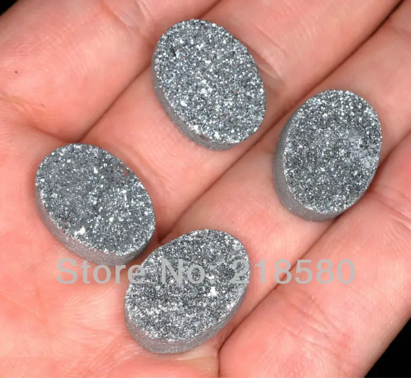 

H-DCB02 25 шт. темно-серый серебряный овальный откалиброванный Drusy Druzy Кабошон бусины 13 мм x 18 мм