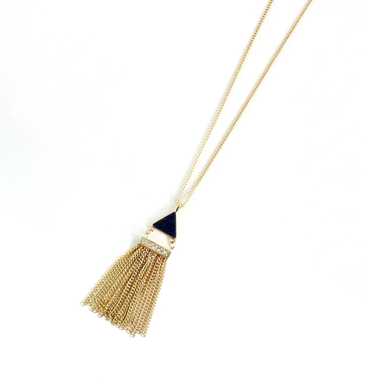 Простое длинное женское ожерелье из натурального белого фиолетового и синего