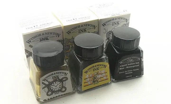 Winsor & Newton металлические чернила 14 мл Краска серебро золото черный для Dip Pen|winsor