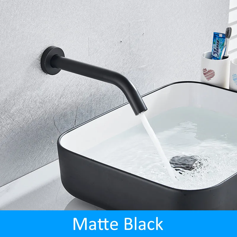 Matte Black Quyanre черный хром бесконтактный датчик бассейна кран громкой связи Индуктивный Электрический штекер холодной воды Смеситель кран батарея мощность - Цвет: Matte Black
