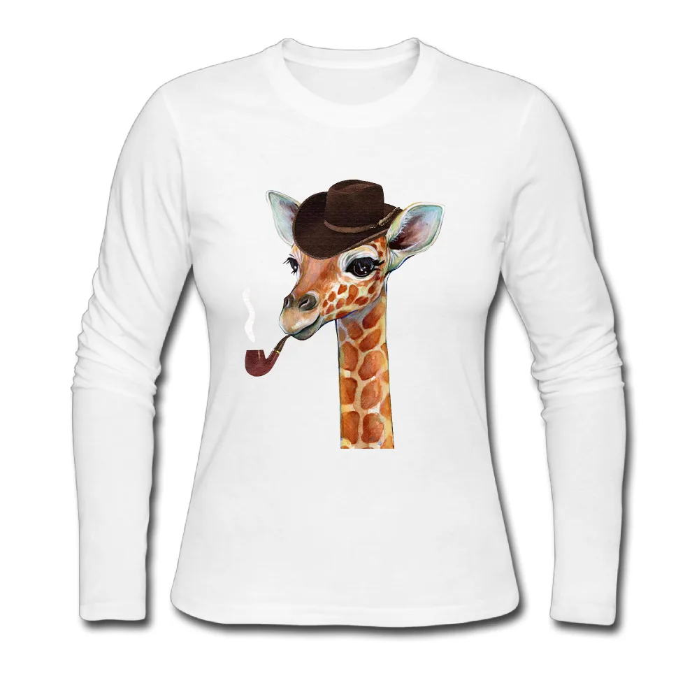 Евро Размеры Жираф с ковбойские футболки Для женщин хлопка длинным рукавом для