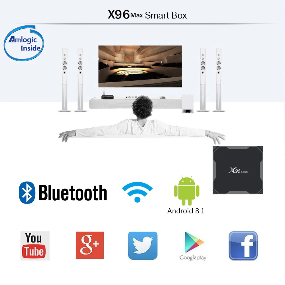 Новый X96 MAX Android 8 1 ТВ приставка Amlogic S905X2 LPDDR4 X96MAX 4 Гб 64 Смарт 2 4G 5 ггц Wifi 1000 м H.265 4K