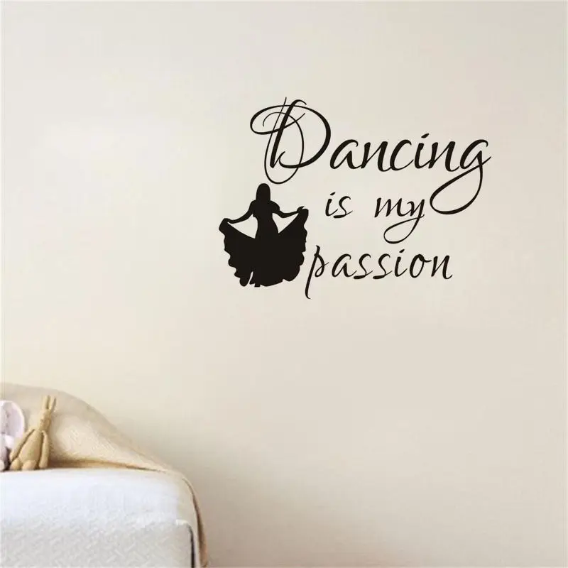 

Dancer Girl Vinyl Wall Decal Quotes Dancing is My Passion Art Sticker Mural Wallpaper Living Room Dance studio Decoration ZA360