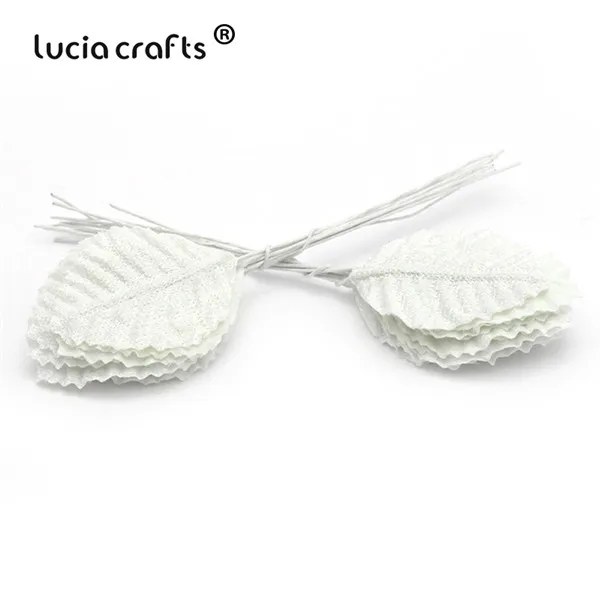 Lucia crafts 50 шт/100 шт искусственные листья флорист Сделай Сам домашний венок для вечеринок Свадебный декор Скрапбукинг Ремесло поддельные цветы A0703 - Цвет: C8 White 50pcs