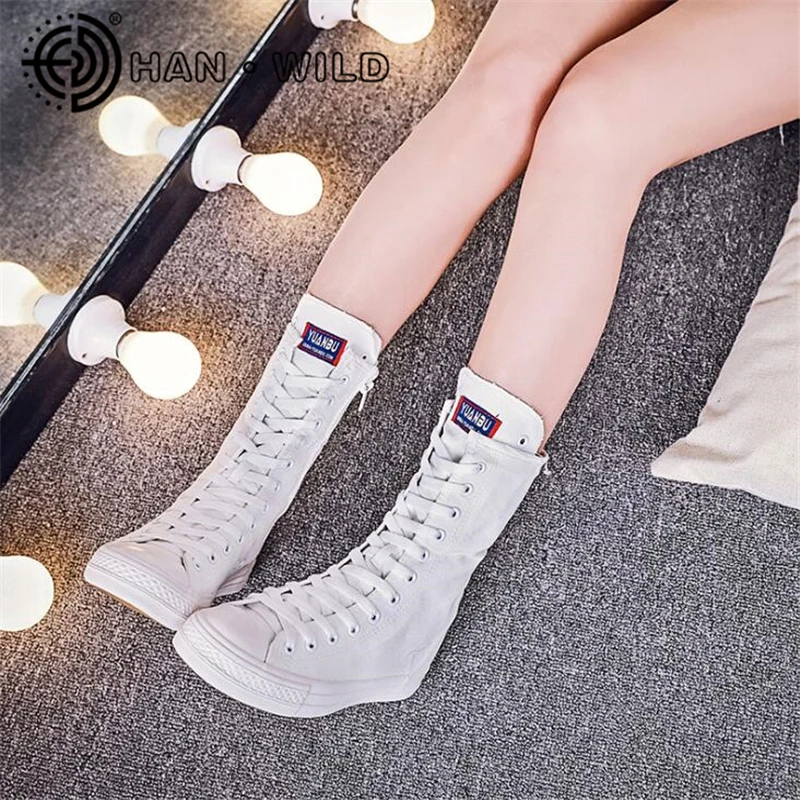 

High Top Sneakers Women Side Zipper Canvas Shoes Basket Femme White Sneakers Woman Lace Up Trainers Women Tenis Feminino Casual