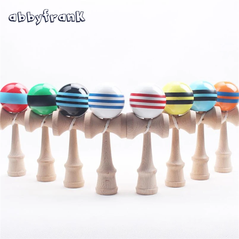 Abbyfrank Полосатый профессиональный Kendama 18 5 см красочные деревянные полосы малыш