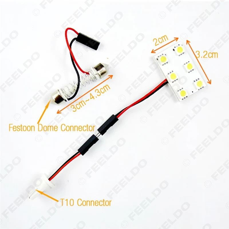 FEELDO 1 шт. белый 6SMD 5050 3 Chips автомобильная светодиодная панель с T10/BA9S/фестон адаптер