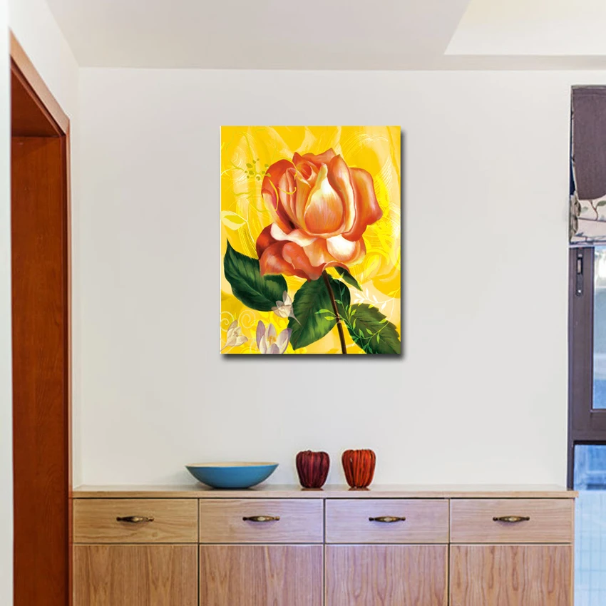 

40X50CM Hyper-drive Oil Paintings Beautiful Flowers Golden Hand Painted Wall Art Home Decor Unframed Art