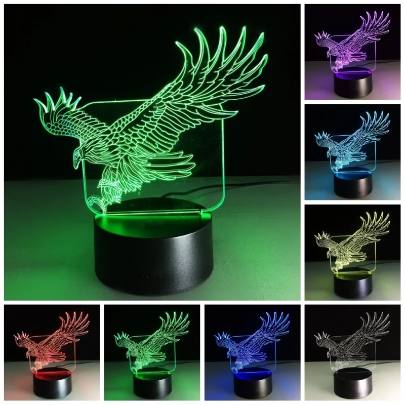 3D ночник 7 цветов меняющая 3d лампа прикроватная детский для детской комнаты