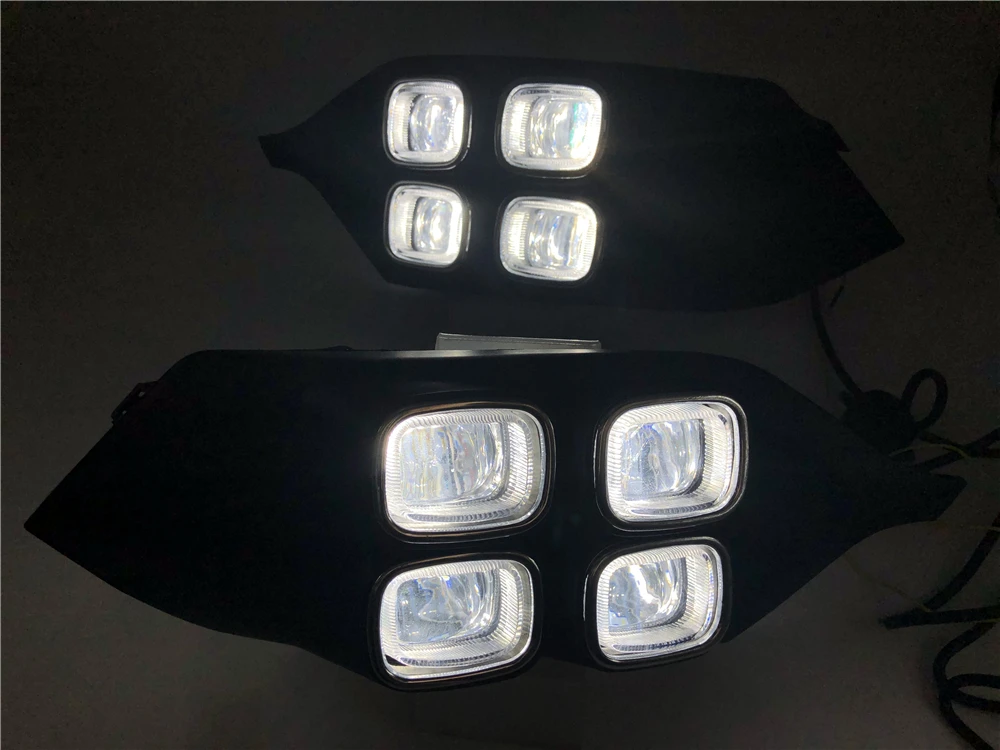 CSGJMY 2 шт. для Mitsubishi Pajero Sport 4Eyes 12V Светодиодный дневной ходовой светильник Дневной светильник s DRL лампа с желтой сигнальной лампой