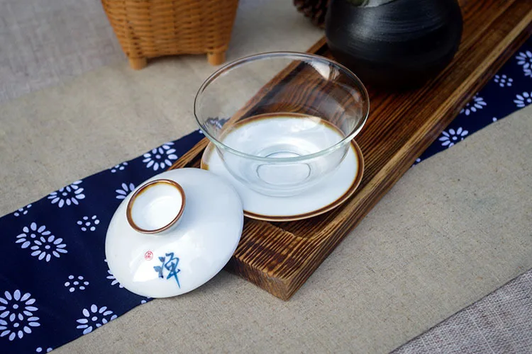 Новый ручной росписью Gaiwan кунг фу чайный сервиз стеклянный шар керамика чайные