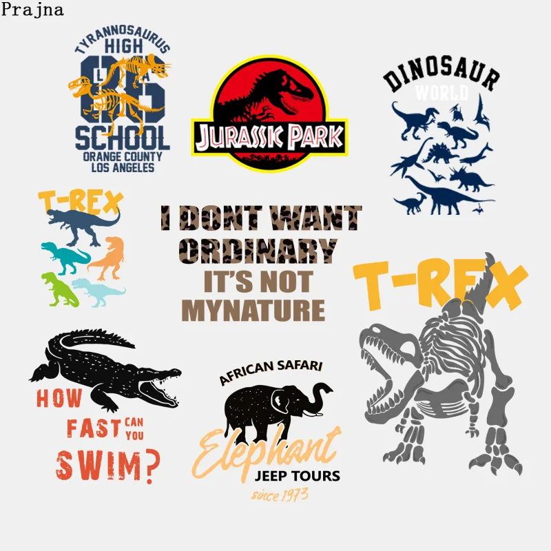 Prajna Jurassic World Patch Iorn On Transfers для одежды футболка Diy теплопередача виниловые 3D наклейки украшения из ткани H