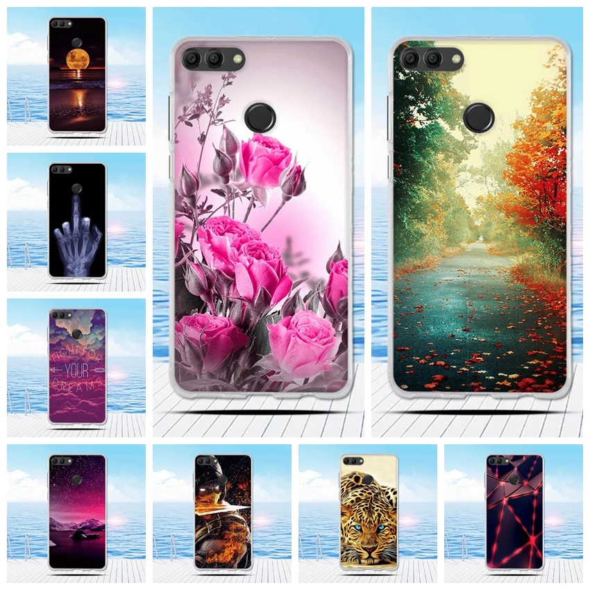 Силиконовый чехол для Huawei Y9 2018 с 3D рисунком мягкая задняя крышка из ТПУ Carcasa чехлы