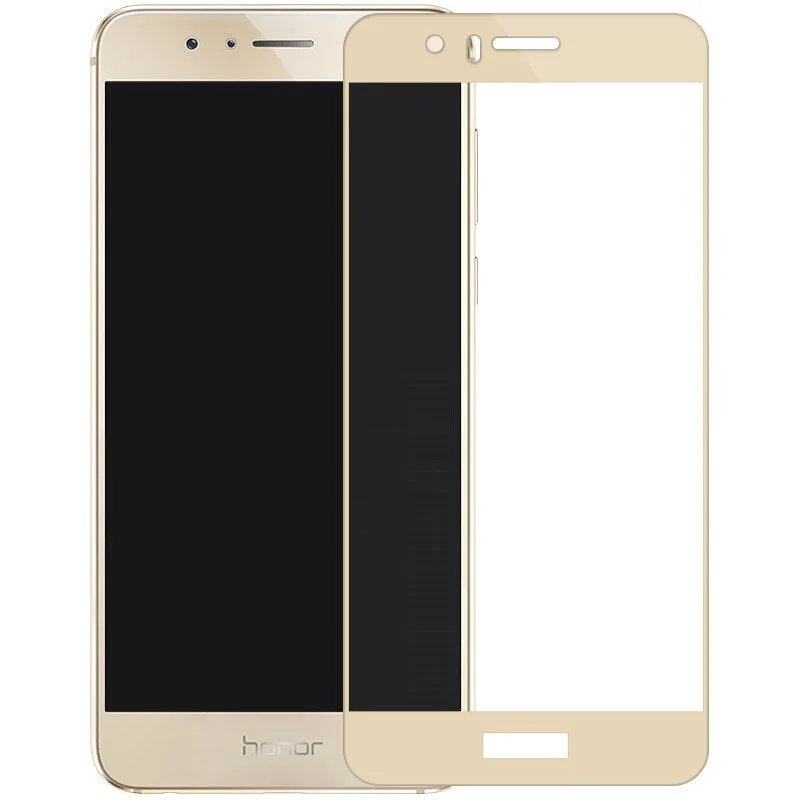 Gold Полное покрытие, закаленное стекло для huawei Honor 8, защитный экран, золото, белый, синий, черный, 5,2 дюймов, чехлы для экрана 9H на рамке, все края - Цвет: Gold