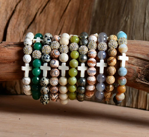 Эластичный браслет 10 мм натуральные камни проложить мяч крест эластичный из