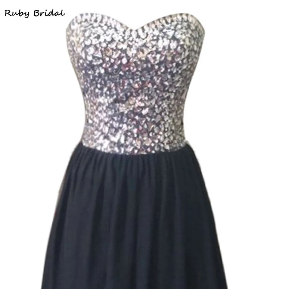 Ruby Bridal 2017 Vestidos De Fiesta длинное черное платье с бисером для выпускного вечера