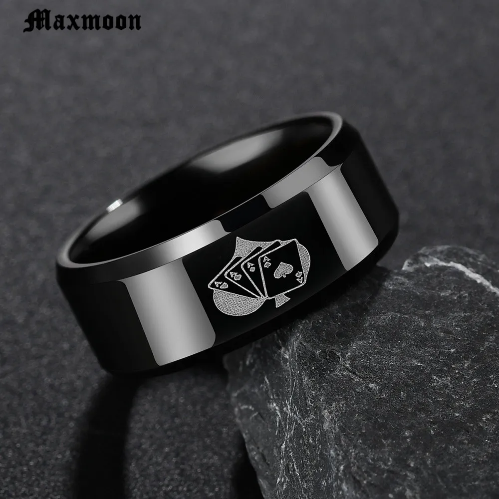 Maxmoon Magician stainless steel ring poker rings 316 Titanium Rings fashion men and women Jewelry gifts | Украшения и аксессуары