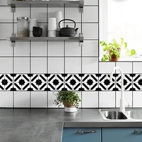 10pcs water proof wall sticker black and white bedroom kitchen decorative backsplash wall paper thicken imitative tile stickers