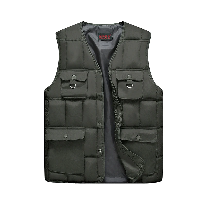 

Men's Multi-Pocket Winter Padded Cotton Jacket Warm Puffer Vest Travelers Vest Men Casual Waistcoat Male 2018 NEW