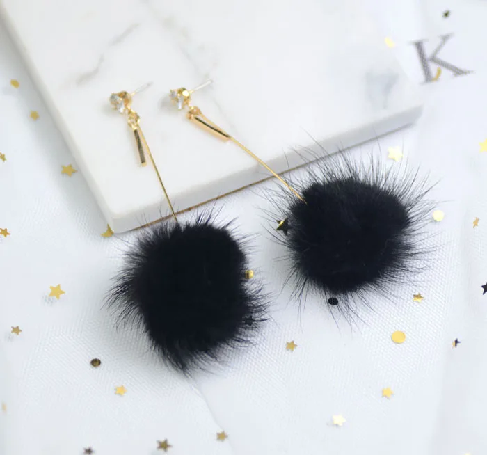 New Contracted Mink Series Female Cute Earrings Japan and South Korea Version of Sweet Temperament Stud Accessories | Украшения и