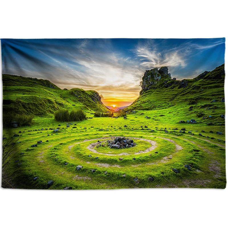 Горная медитация чакра гобелен индийский настенная ткань гобелены Psychedelic Коврик