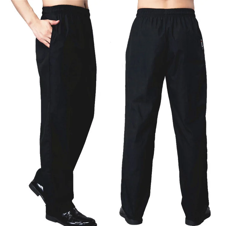 New Chef Uniform Restaurant Pants Kitchen Trouser Chef Pants Black Elastic Waist Bottoms Food Service Pants Mens Work Wear images - 6