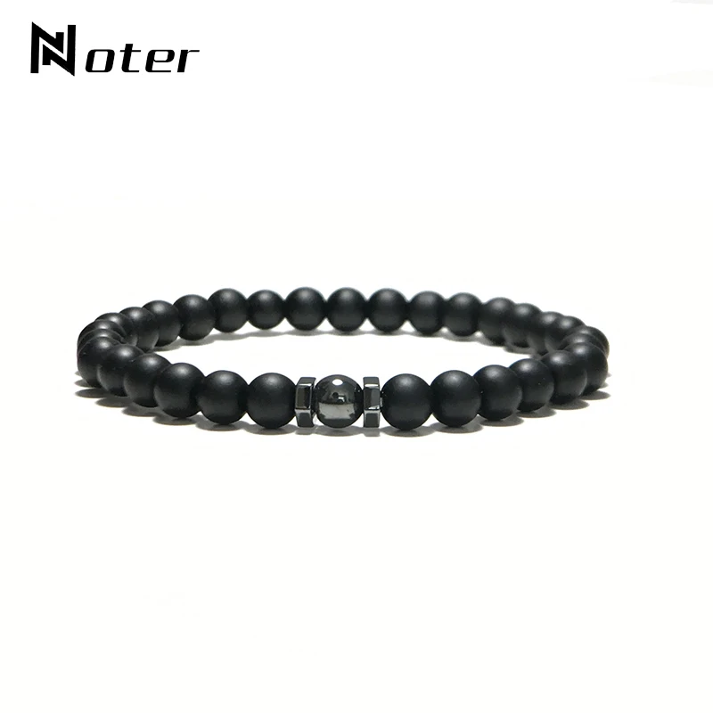 Минималистичный мужской браслет с подвеской из натурального камня 6 мм бусины