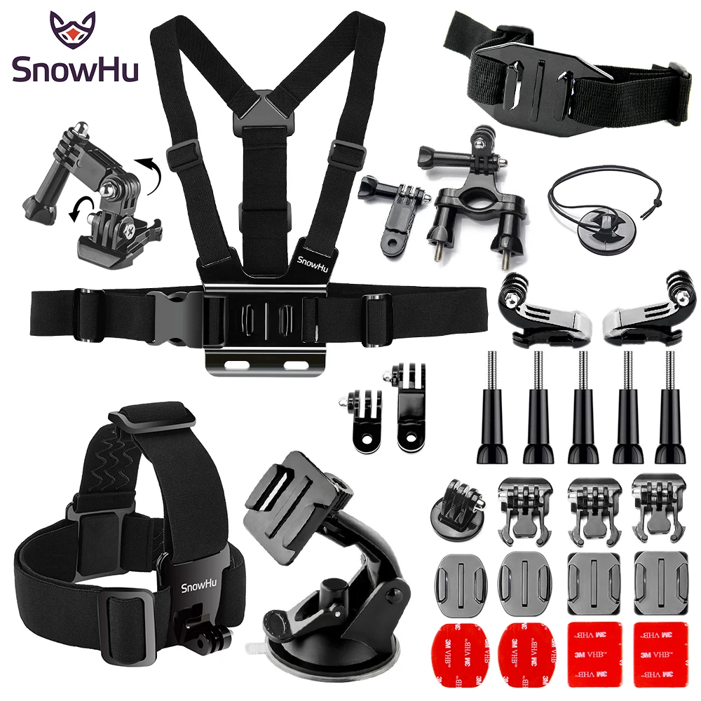 SnowHu J Крюк Пряжка нагрудный ремень шлем базовое крепление для Gopro Hero 9 8 7 6 5 Yi 4K SJCAM