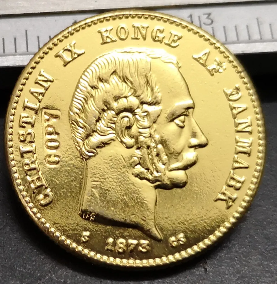 1873 Дания 20 kroner 22K позолоченная копировальная монета (тип 2)|Безвалютные монеты| |