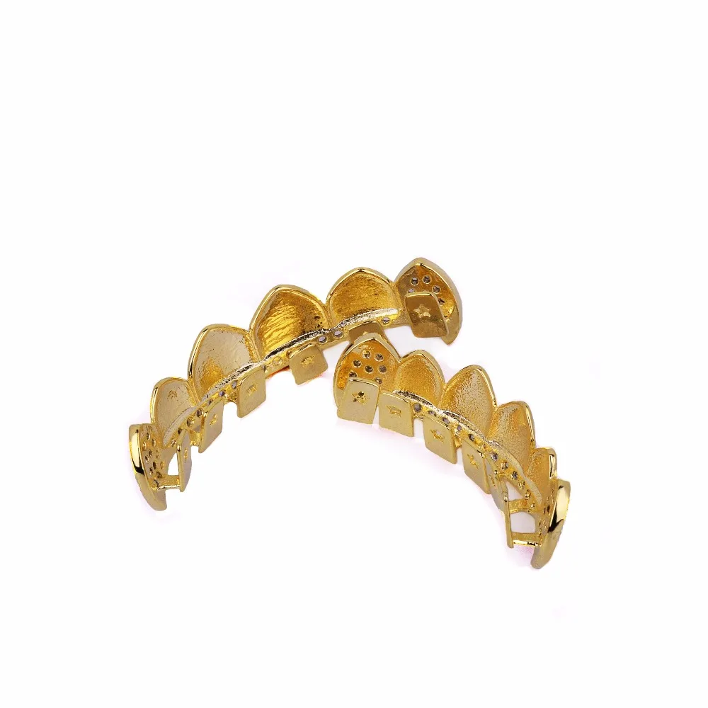 Хип-хоп my Grillz зубы со льдом Циркон Клык Рот Зубы шапки Топ и низ набор зубов для мужчин и женщин Зубы вампира Модные ювелирные изделия