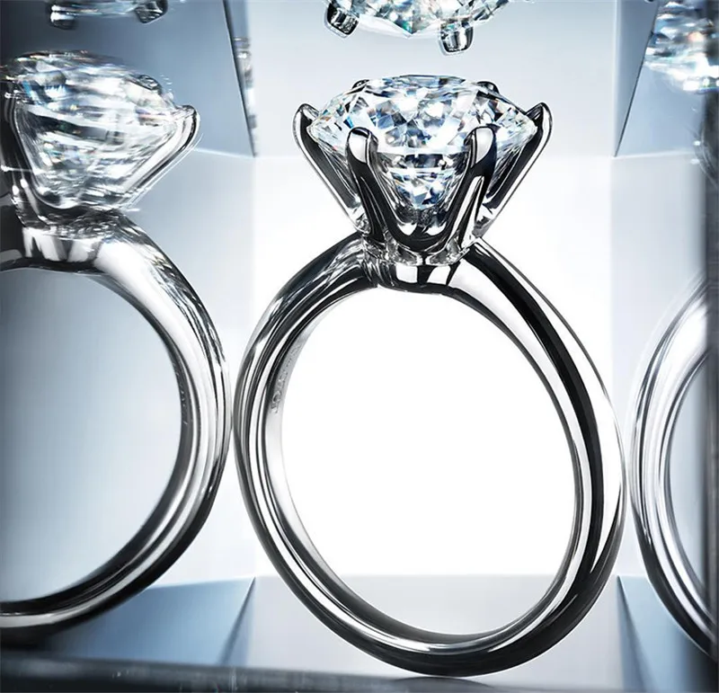 Кольцо Solitaire, настоящее 925 пробы, серебро, 1ct, AAAAA, Sona, циркон, cz, обручальное кольцо, кольца для женщин, свадебные, массивные, вечерние, ювелирные изделия
