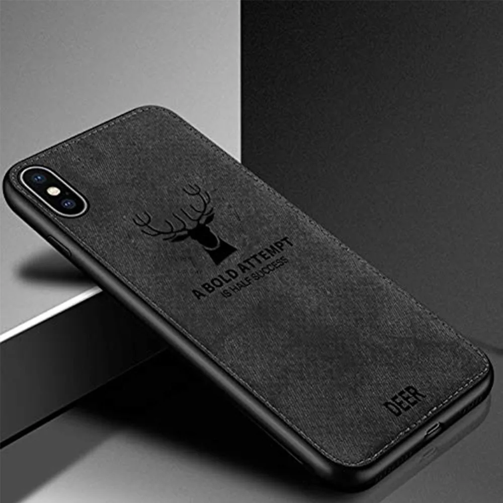 For iPhone Xs MAX Case Soft Luxury Slim Fabric Texture TPU 3D Deer Print Cloth Pattern Cover Edge Shockproof |
