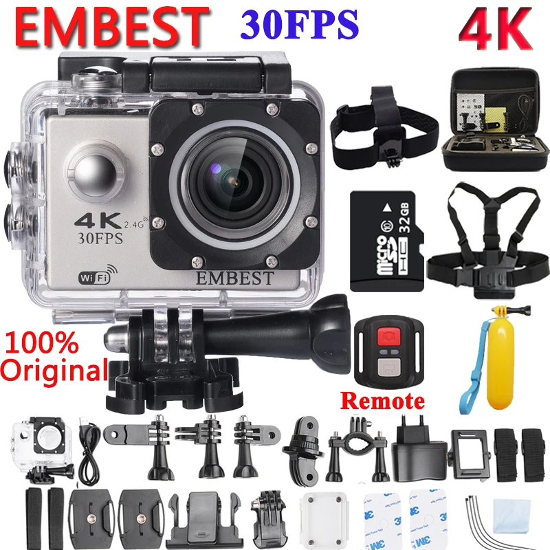 EMBEST 4 K wifi Удаленная 16 МП Спортивная экшн камера на шлем Ultra HD 170D Водонепроницаемая 30 м Экстремальная Спортивная камера для RC самолета