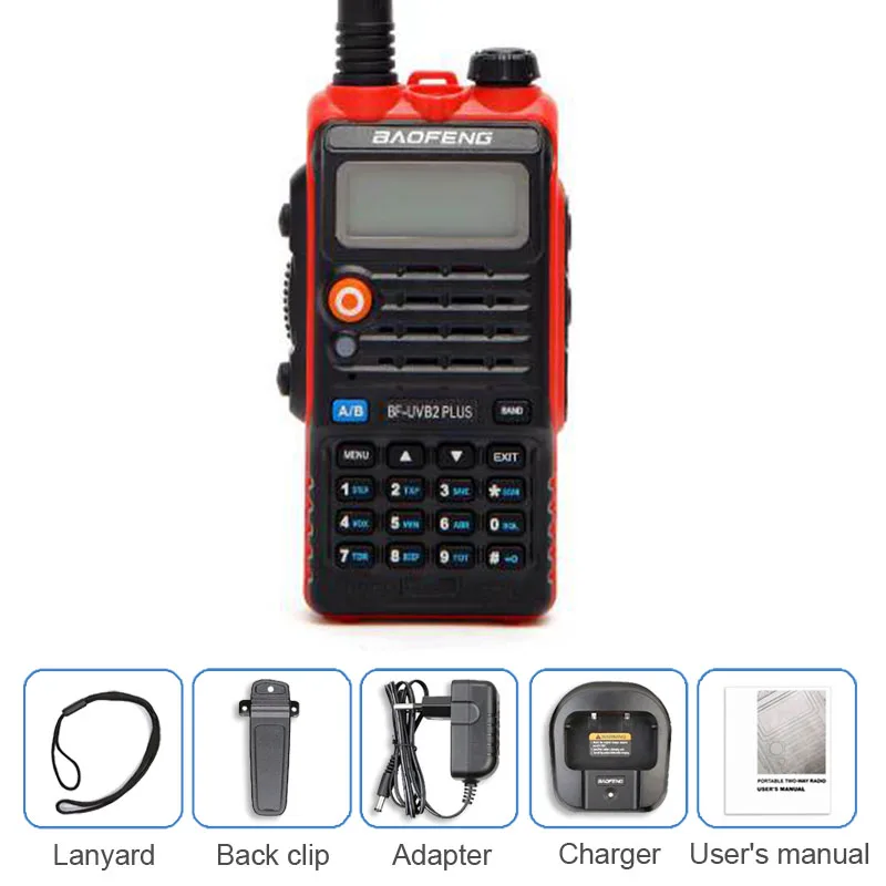 1PCS BAOFENG BF-UVB2 плюс красный иди и болтай Walkie Talkie 8 Вт 4800 мАч двухдиапазонный УКВ любительской Transceicver Любительское радио, Си-Би радиосвязь станция сканер рация UV5R - Цвет: 1PCS
