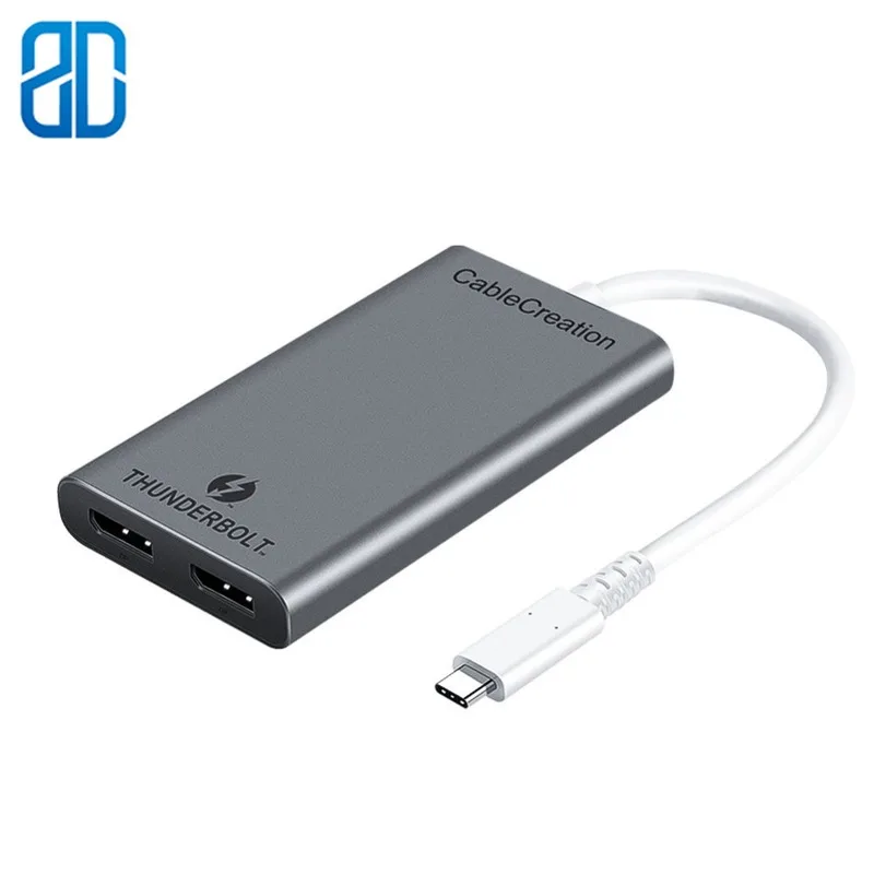 [Сертифицирован] Адаптер Thunderbolt 3 Dual DP поддерживает два монитора 4K 60Hz или один