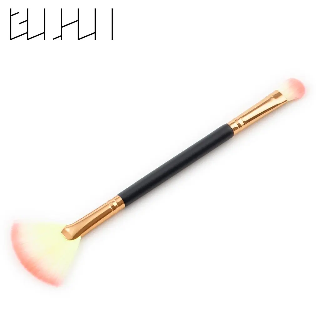 2 в 1 Дуо Веерная Кисть для макияжа домашний теней век Пудра лица Румяна щек