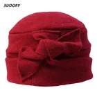 SUOGRY Высококачественная осенне-зимняя женская шапка с куполом, однотонные шерстяные шапки, теплая фетровая шляпа
