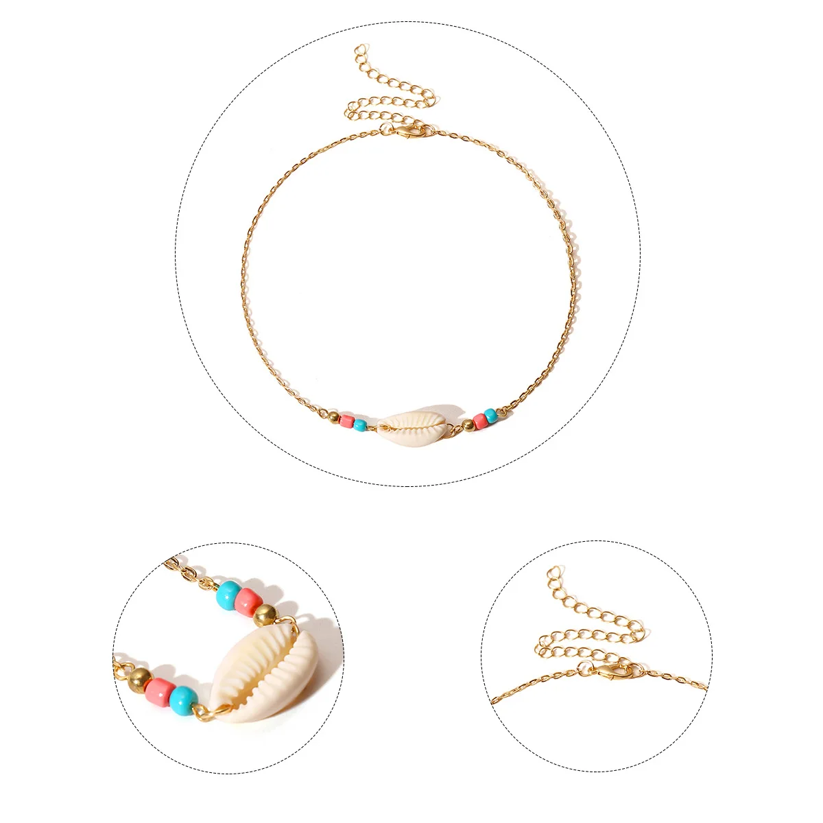 Цветные бусы плетеная цепочка чокер бохо Cowrie Conch Пляжное ожерелье для женщин