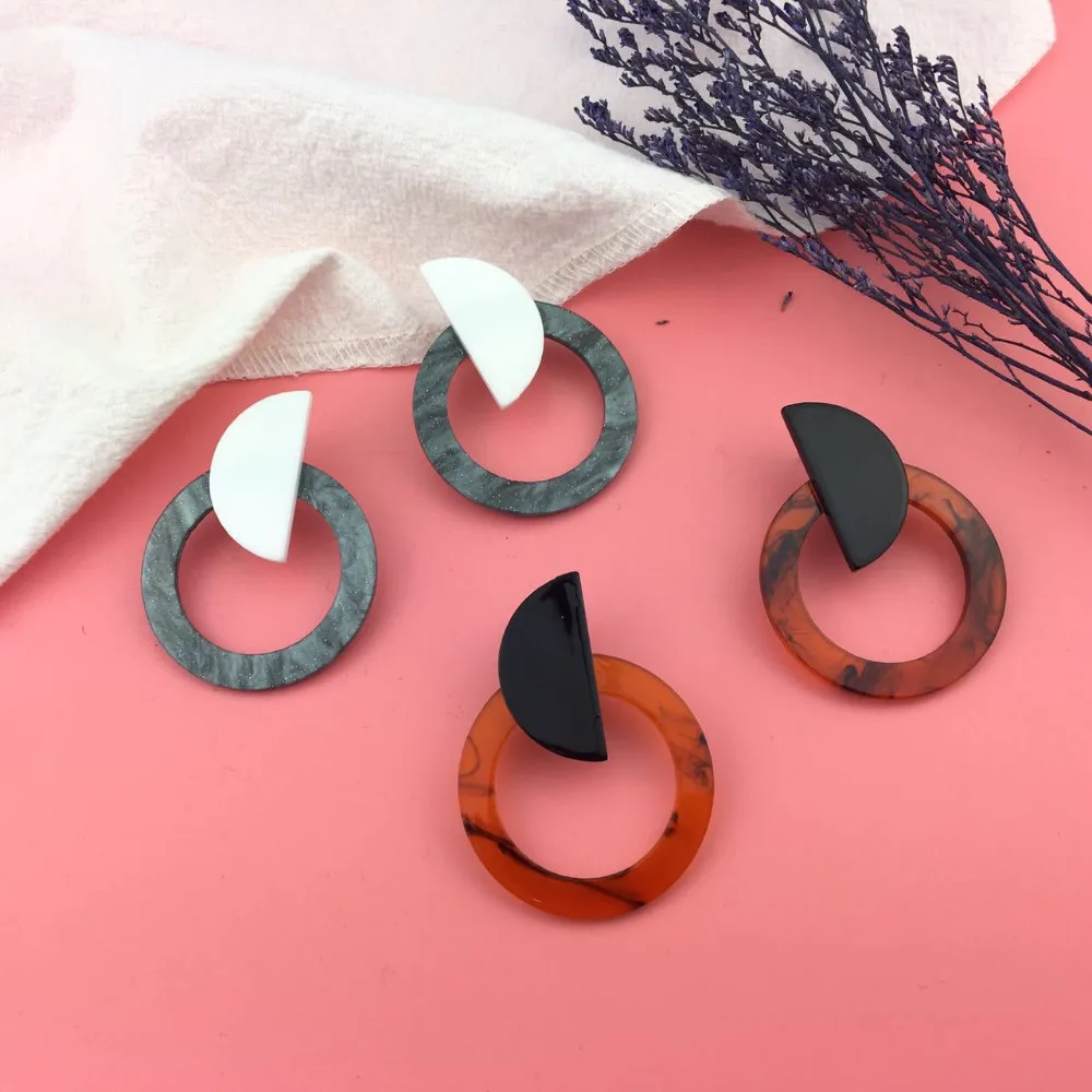 Серьги DoreenBeads акриловый ушной штифт геометрические квадратные круглые