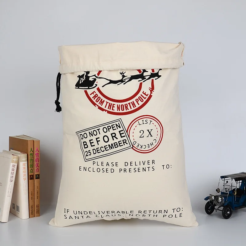 2020 Large Christmas Candy Gift Bag Santa Sacks Canvas Bags Drawstring Cotton Xmas | Дом и сад