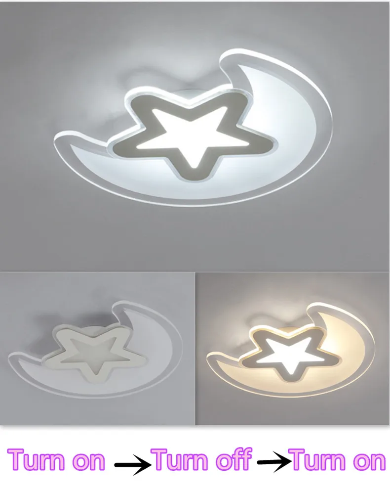 Ultra-thin modern minimalist led star-moon bedroom ceiling lamp creative boy girl baby child room lights 110V 220V | Лампы и освещение