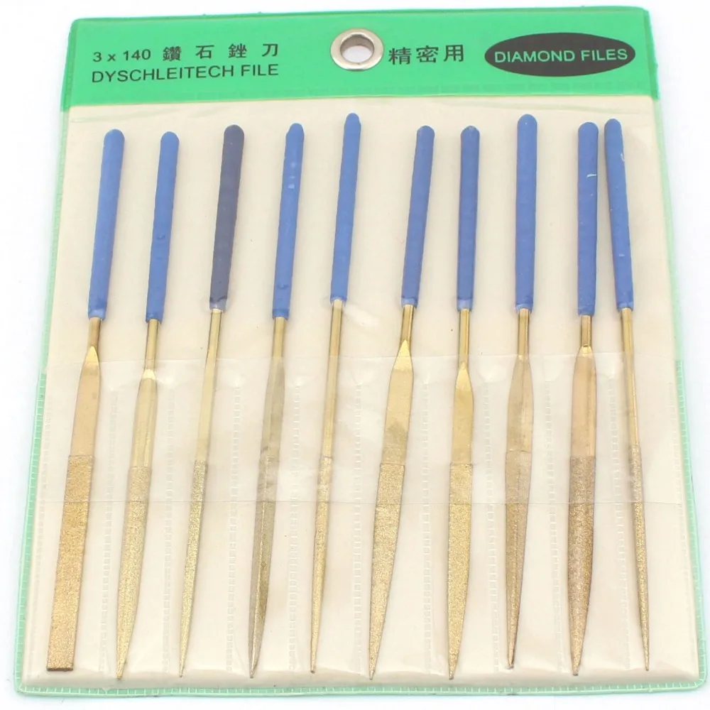 10Pcs Diamond Coated HALF ROUND Needle File Titanium Repair |